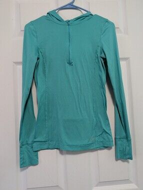 Live Love Dream Teal Half-Zip Hooded Long-Sleeve Top Women's Size XS